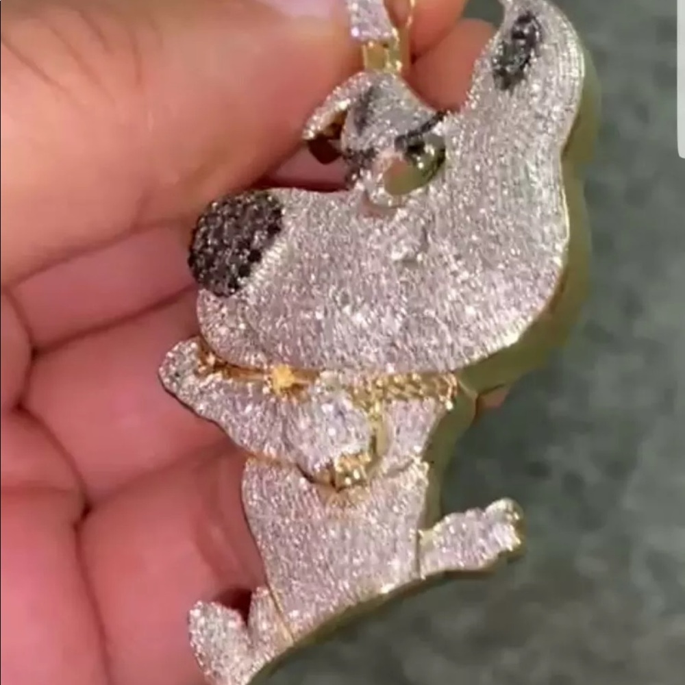 10 Karat Solid Gold, Scrappy Doo 2.50 Carat Diamond Pendant, Cartoon Scooby Doo